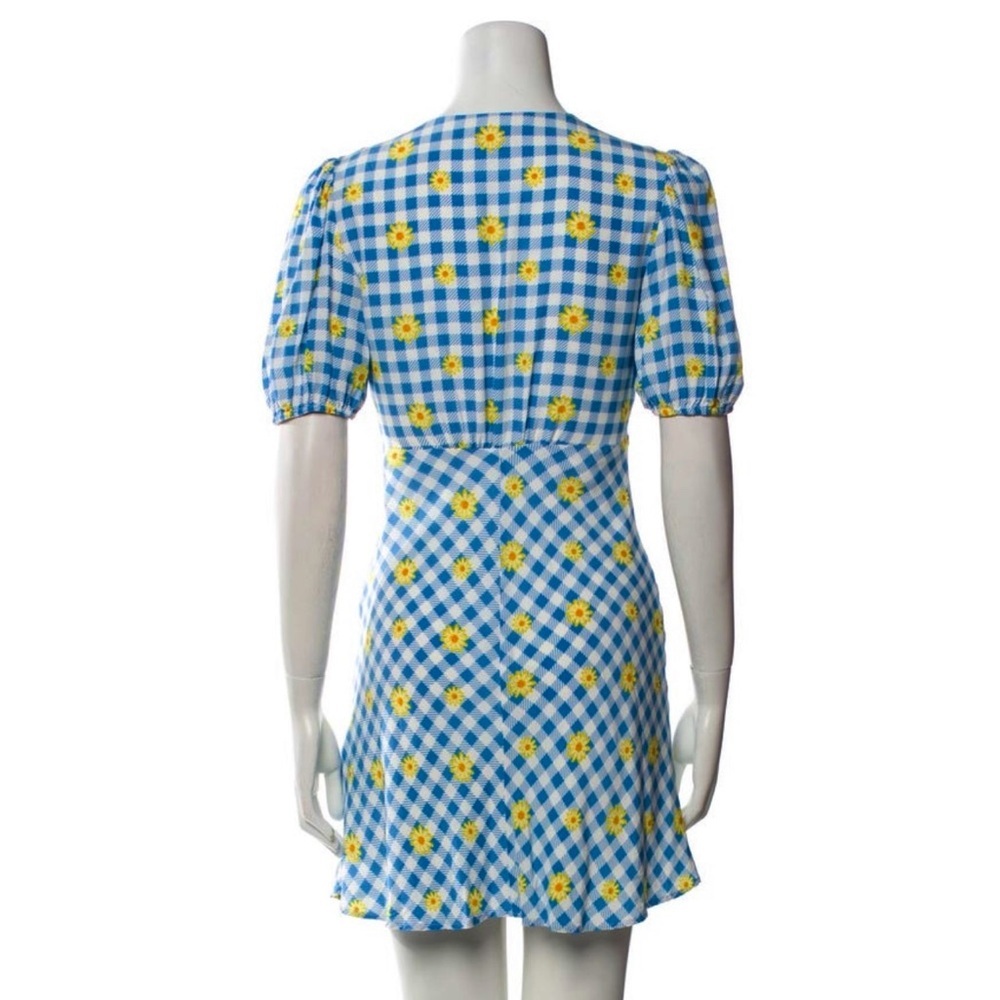 NWT STAUD Milla Mini Dress Gingham Daisy Plaid Blue and White Size 6 - Picture 7 of 12